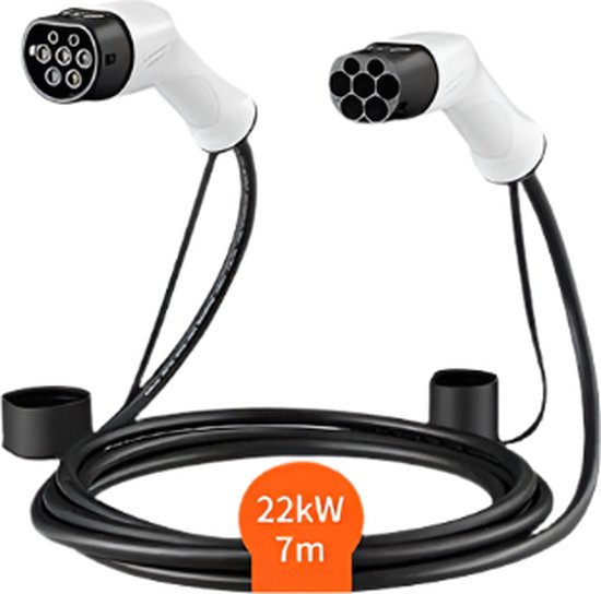 VEVOR Typ2 Ladekabel für Elektroauto/Hybrid EV Ladekabel E-Autoladekabel Wallbox 22kw TPU-Ladekabel 7m Kabellänge 3-Phase AC 380V Typ2 auf Typ2 Wasser-/Staubdicht Mit Allen Typ-2-Modellen Kompatibel