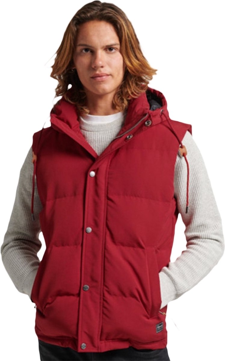Superdry Everest pufferbodywarmer met capuchon Heren Gilets Rood