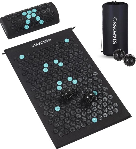 SiaFoss Spijkermat met Kussen - 2 Triggerpointballen - 72x42x2 cm