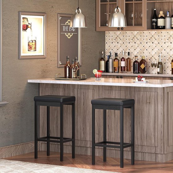 Barkruk 2-delige Set, Barstoel Voor De Keuken, Keukenkruk, 5 Cm Goed Gevoerde Zitting 63 Cm Hoog Eenvoudige Montage Voor Keuken Restaurant Cafetaria Toonbank Zwart Barkruk 2-delige Set, Barstoel Voor De Keuken, Keukenkruk, 5 Cm Goed Gevoerde Zitting 63 Cm Hoog Eenvoudige Montage Voor Keuken Restaurant Cafetaria Toonbank Zwart