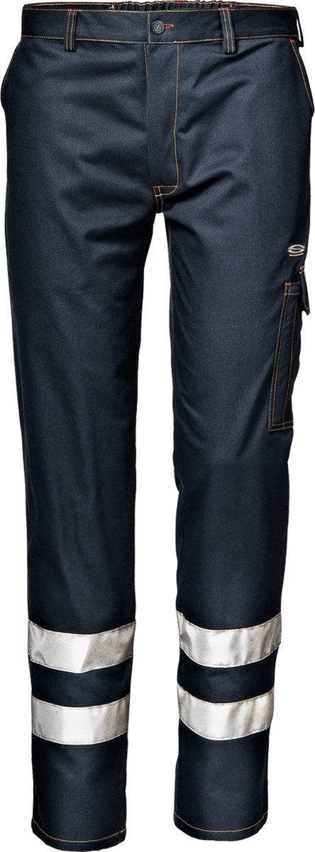 SIR SAFETY SYMBOL Hi-Vis Reflecterend Werkbroek HEREN Marineblauw - 100% Katoen 270 g/m² – Met Reflecterende Banden, Gereedschapszakken & Drievoudige Stiksels