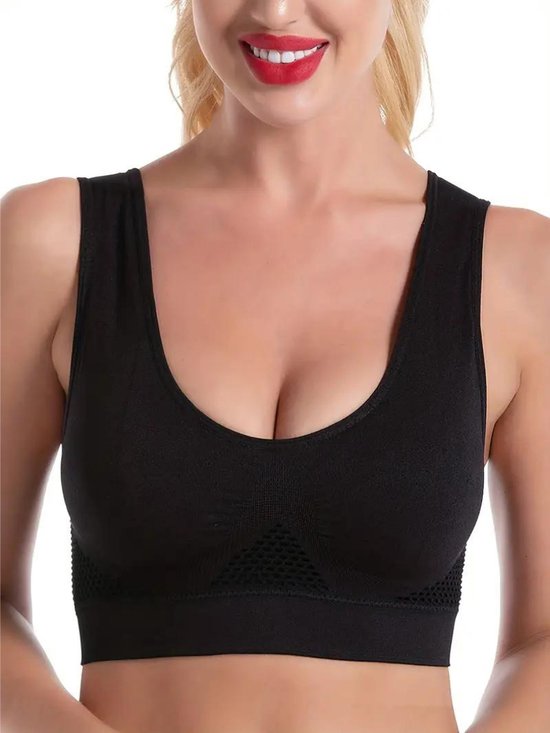 BH Nivard Sans Armatures - Sans Bracelets - Soutiens-gorge Push -up - Soutien-gorge Comfort - Mixte - Zwart - Taille XL