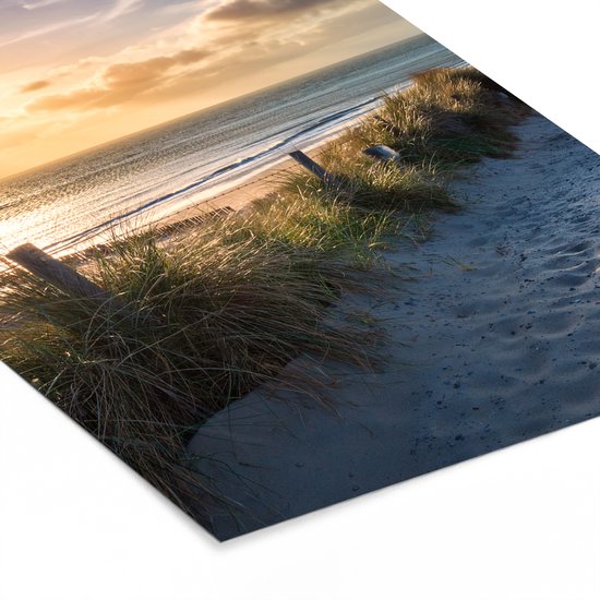 PosterMonkey - Affiche encadrée - Cadre photo - Plage - Mer - Dune - Banc - Cadre affiche - Affiche - Décoration murale - Tableau avec cadre - Cadre - 60x80 cm - Affiche plage - Cadre affiche
