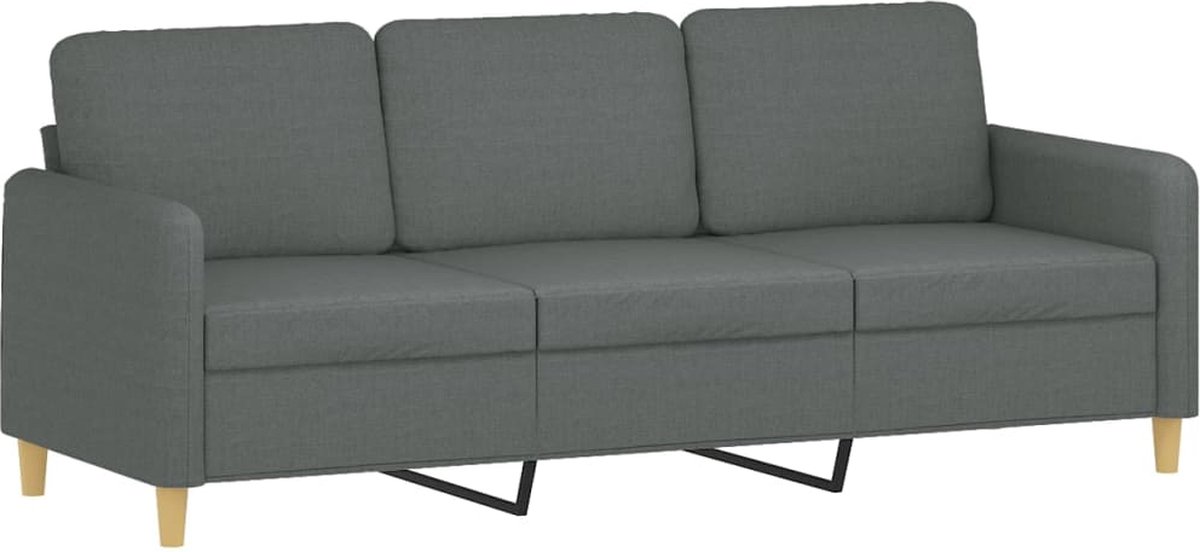 vidaXL Driezitsbank - 180 - cm - stof - donkergrijs