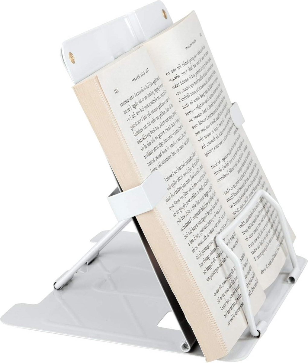Multifunctionele metalen boekenstandaard 6 verstelbare niveaus voor recepten en tekstdocumenten book seat