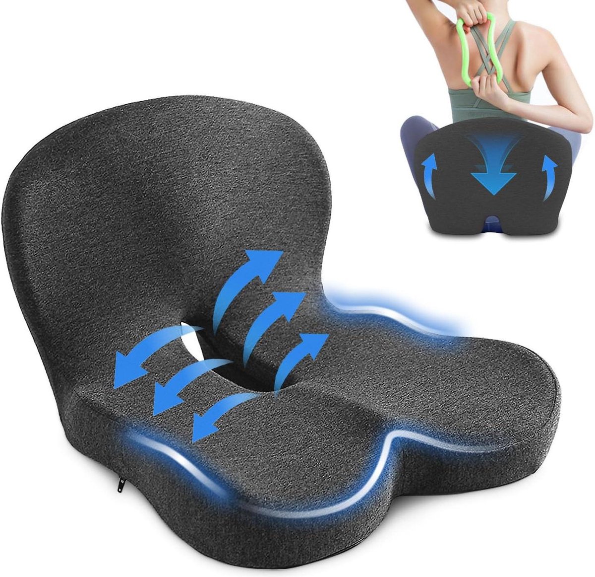 Coussin de siège ergonomique avec dossier, lavable, pour une assise prolongée, conduite en voiture, coussin intégré, coussin de chaise | Leroy Merlin