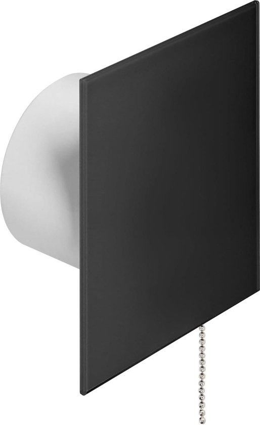 Foto: Badkamer afzuigkit 100 mm decoratief plexiglas paneel diverse kleuren ventilator geluidloos 26 db met schakelaar zwart