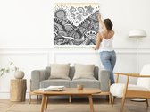 Doodle landschap schilderij | Levendig lijnenspel creëert betoverend landschap van verbeelding | Kunst - 75x75 centimeter op Forex | Foto op Forex