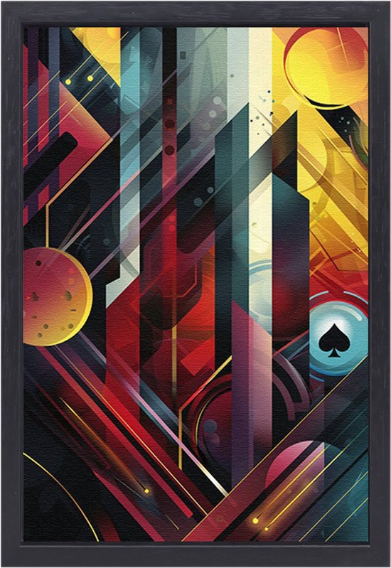 Foto: Schoppen aas schilderij kaartspel schilderijen canvas schilderijen cirkels klassieke schilderijen schilderijen op canvas met baklijst wanddecoratie woonkamer canvas met baklijst 40x60 cm