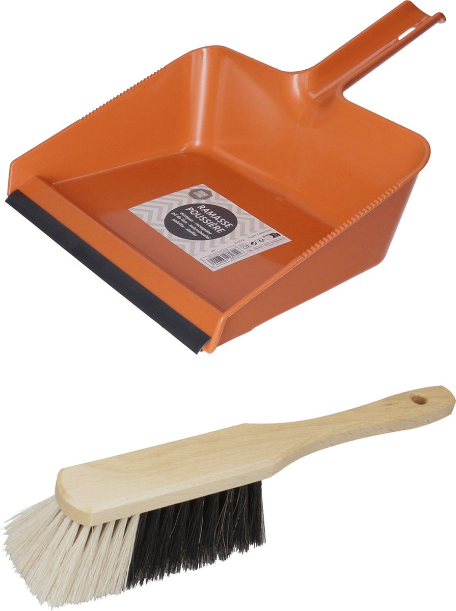 Goedkoopste Brumag Stoffer en blik set Freya - blik kunststof - terra - 38 x 30 cm - zachte borstel 30 cm