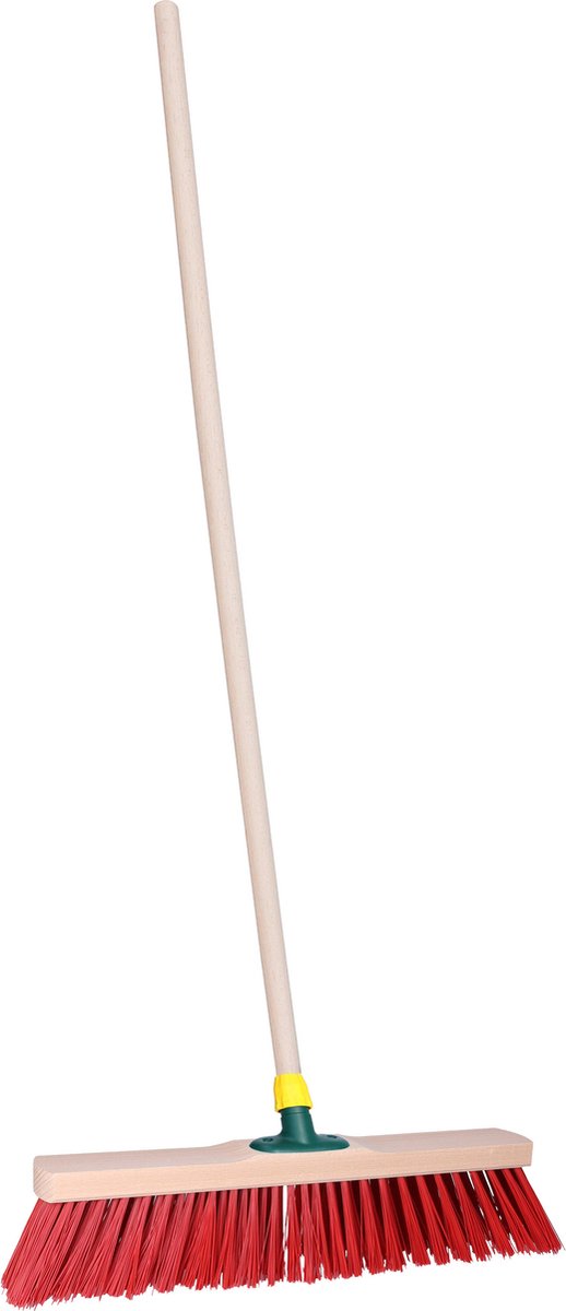 Goedkoopste Brumag Straatbezem ODIN voor harde ondergrond - Harde bezemkop rood van 40 cm breed - Houten steel 120 cm