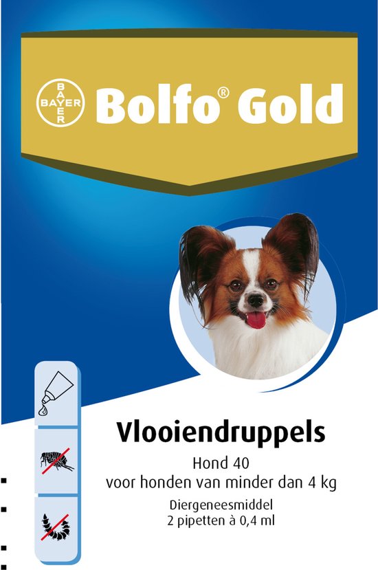 Bolfo Gold 40 Anti vlooienmiddel - Hond - 0 Tot 4 kg - 2 pipetten