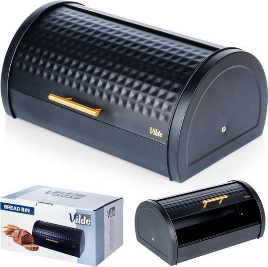 Corbeille à pain Métal Zwart 38x28,5x18 cm - Boîte - Boîte