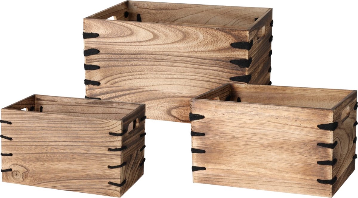 Generic Houten kist opbergdoos Opbergkisten 3-delige set