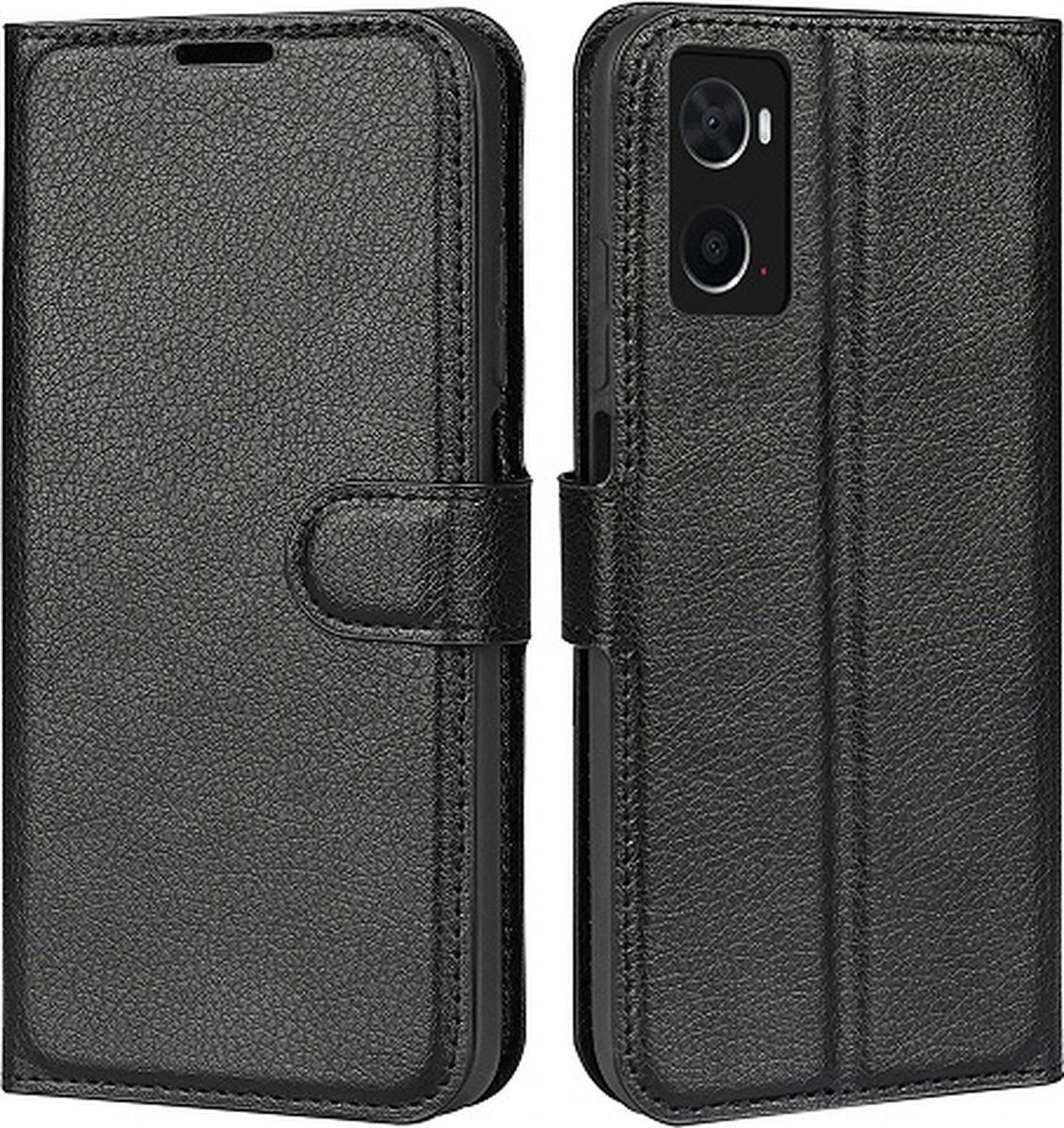 OPPO A76 Hoesje Met Pasjeshouder Bookcase Zwart