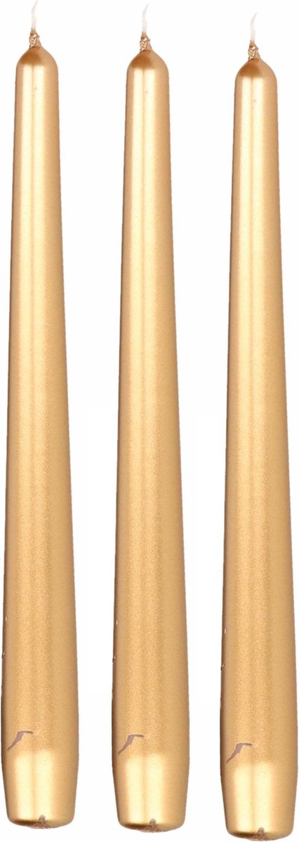 Enlightening Candles Dinerkaarsen - 24x stuks - metallic goud - 8 branduren - 25 cm - kandelaar kaarsen - sfeerkaarsen Goudkleurig