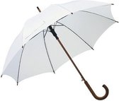 Bol.com Witte basic paraplu 103 cm diameter met houten handvat - Paraplu - Regen aanbieding
