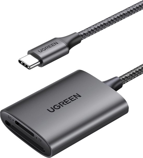 Ugreen CM401 USB-C SD microSD TF kaartlezer 5Gb/s snelle dataoverdracht plug & play compact grijs