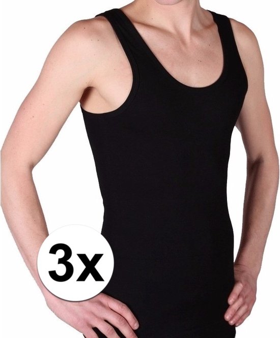 3x Beeren heren hemd singlet Classic zwart maat L Ondergoed voor heren bol
