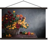 Porte-affiche avec affiche - Affiche scolaire - Nature morte - Panier - Chrysanthème - 120x80 cm - Lattes noires