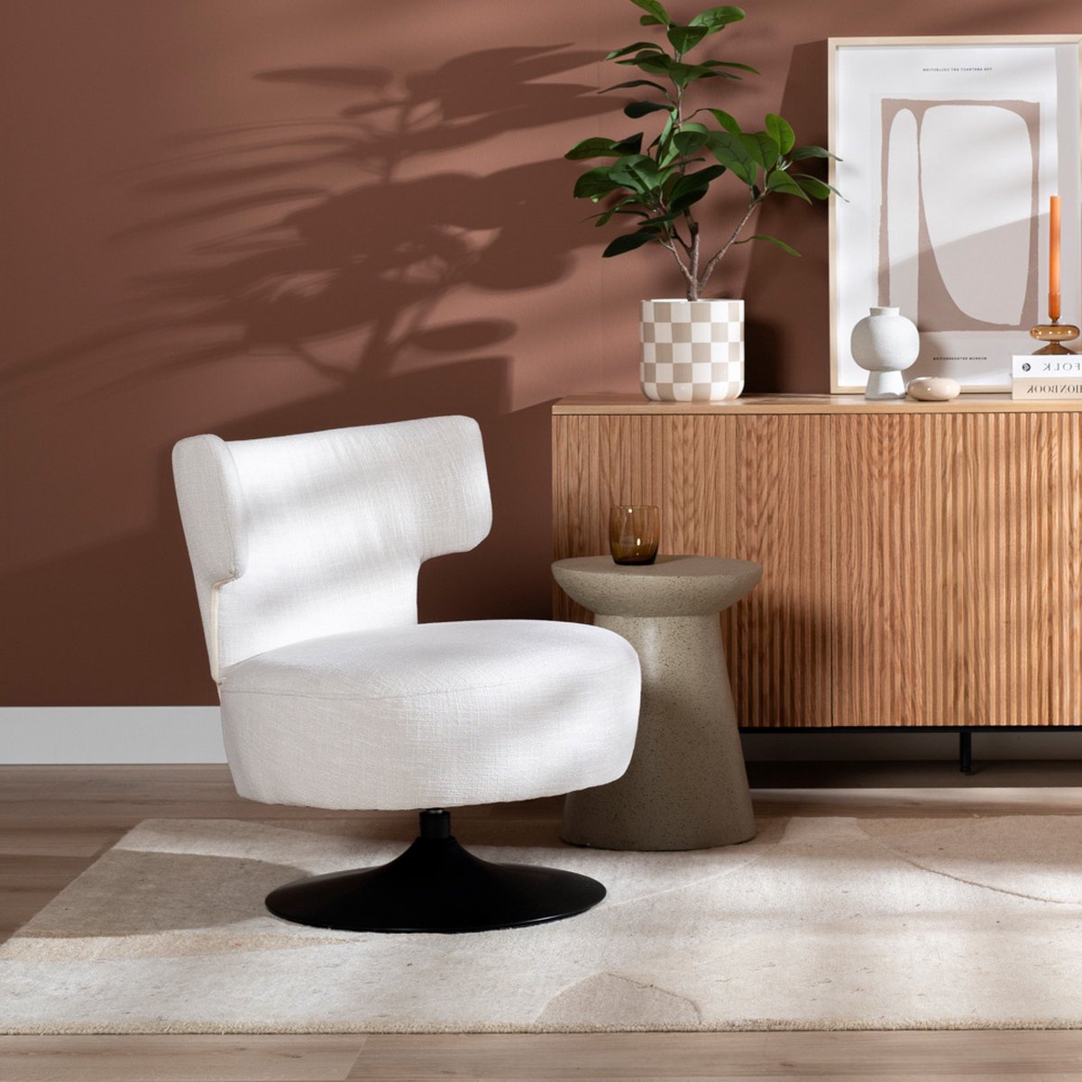 Bronx71® Fauteuil Metro draaibaar linnen off white