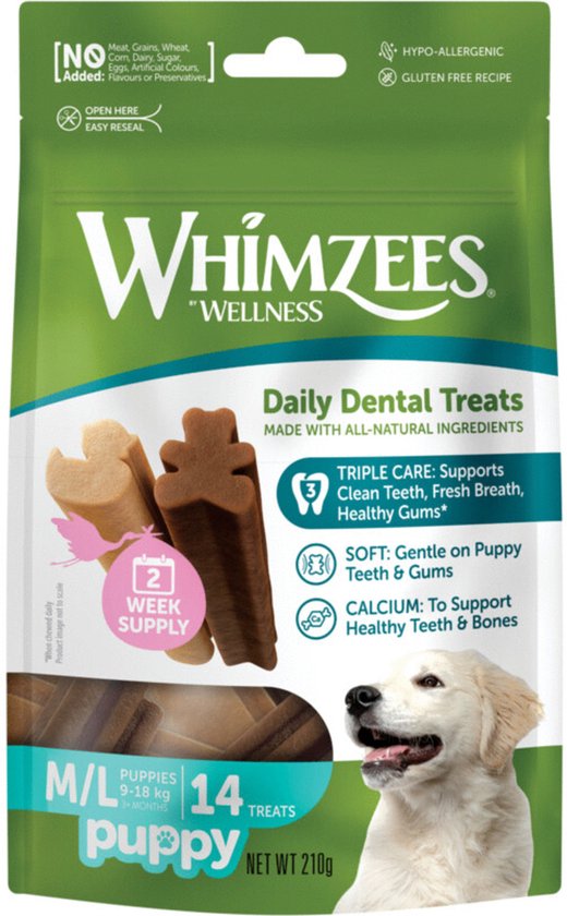 Whimzees Puppy M/L - Kauwsnacks - Hond - 14st