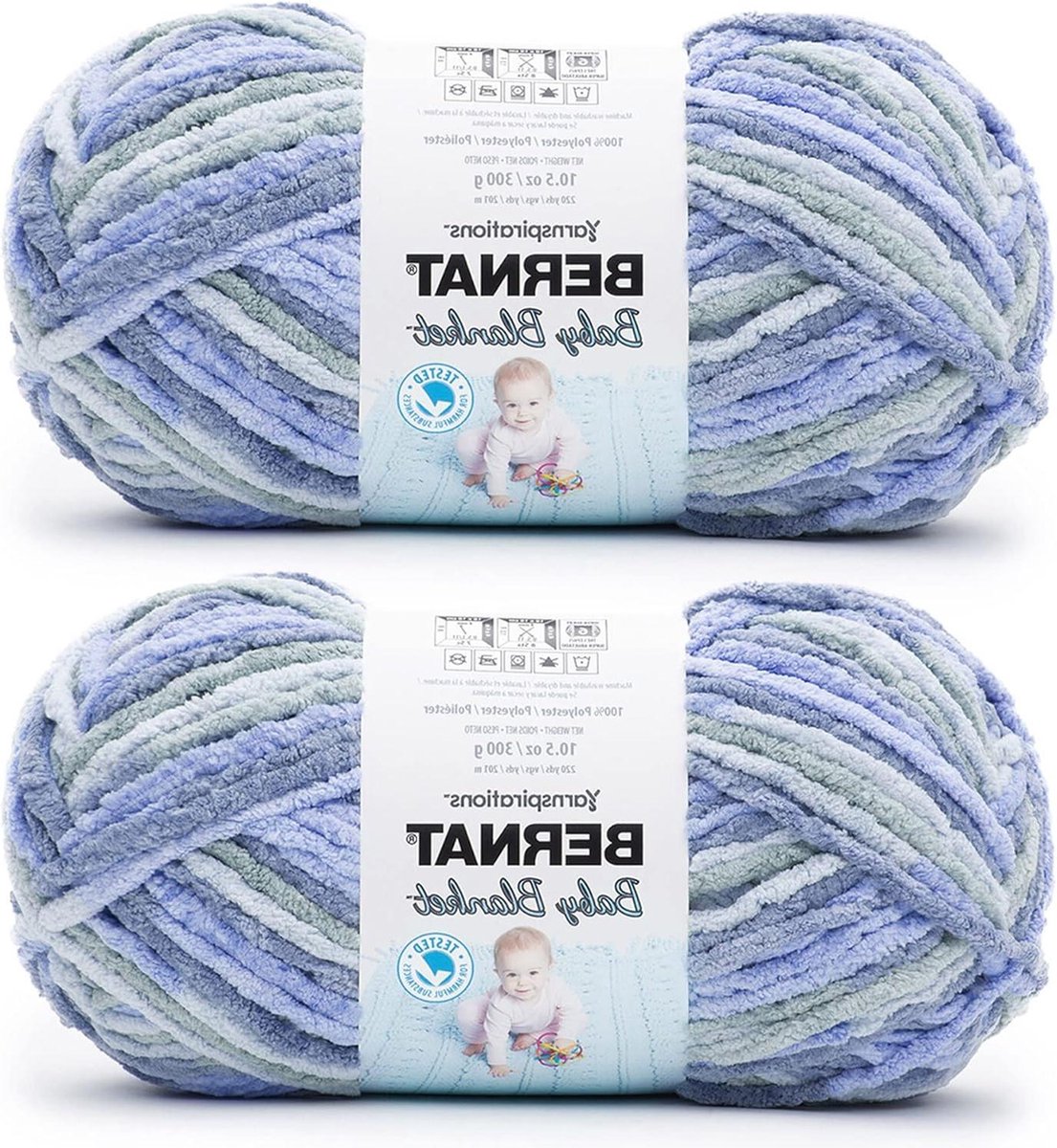 Mooi blauw garen babydeken 2 Pack van 300g 10.5oz Polyester 6 Super volumineus 220 Yards Breien-haken