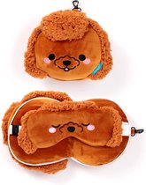 Bol.com Relaxeazzz Adoramals Gigi the Toy Poodle Plush Travel Pillow & Eye Mask- Nekkussen + Masker Poedel Height 14cm Width 17c... aanbieding