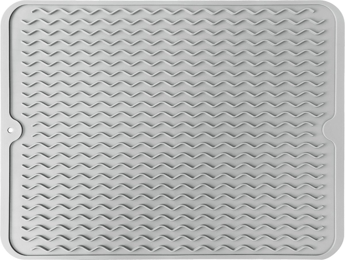 Goedkoopste 2PCS Siliconen afdruipmatten, antislip milieuvriendelijke keuken afdruipmat, gemakkelijk schoon te maken afdruipmat, afdruipmat voor aanrecht (twee maten 30 40cm en 40 50cm) - lichtgrijs-40 50cm