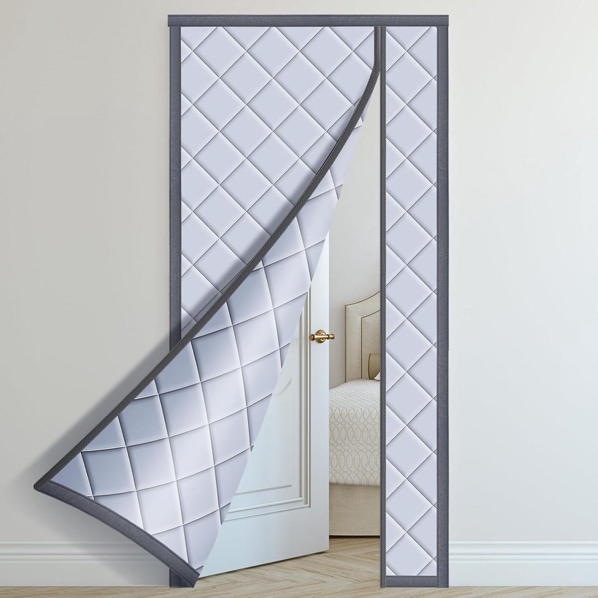 Anti-kou deurgordijn 110 x 220 cm - thermisch geïsoleerd - energiebesparend - winter - katoenen deurgordijn - zelfabsorberend