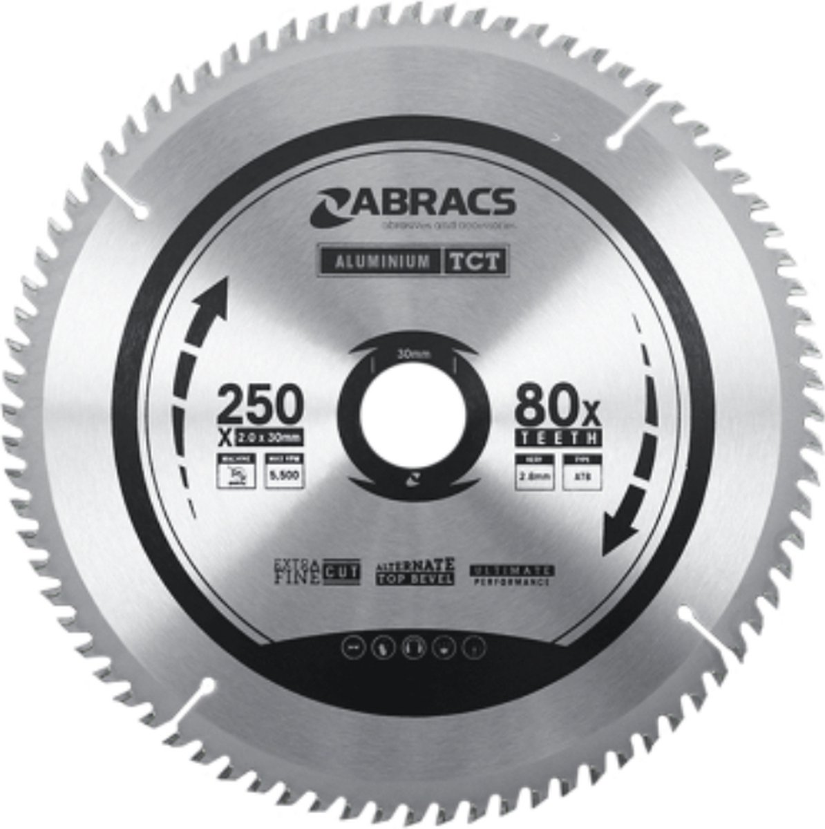 Abracs TCT Cirkelzaagblad 305 mm x 30 mm x 96T- Aluminium