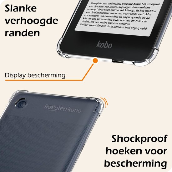 Hoesje Geschikt voor Kobo Clara BW eReader Hoes Siliconen Case Met Screenprotector - Shockproof Back Cover Geschikt voor Kobo Clara BW - Transparant van EtronixWorld — afbeelding 5