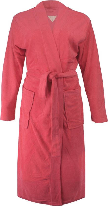 Tenderness Dames Badjas - Badstof - Koraal Rood - Maat L