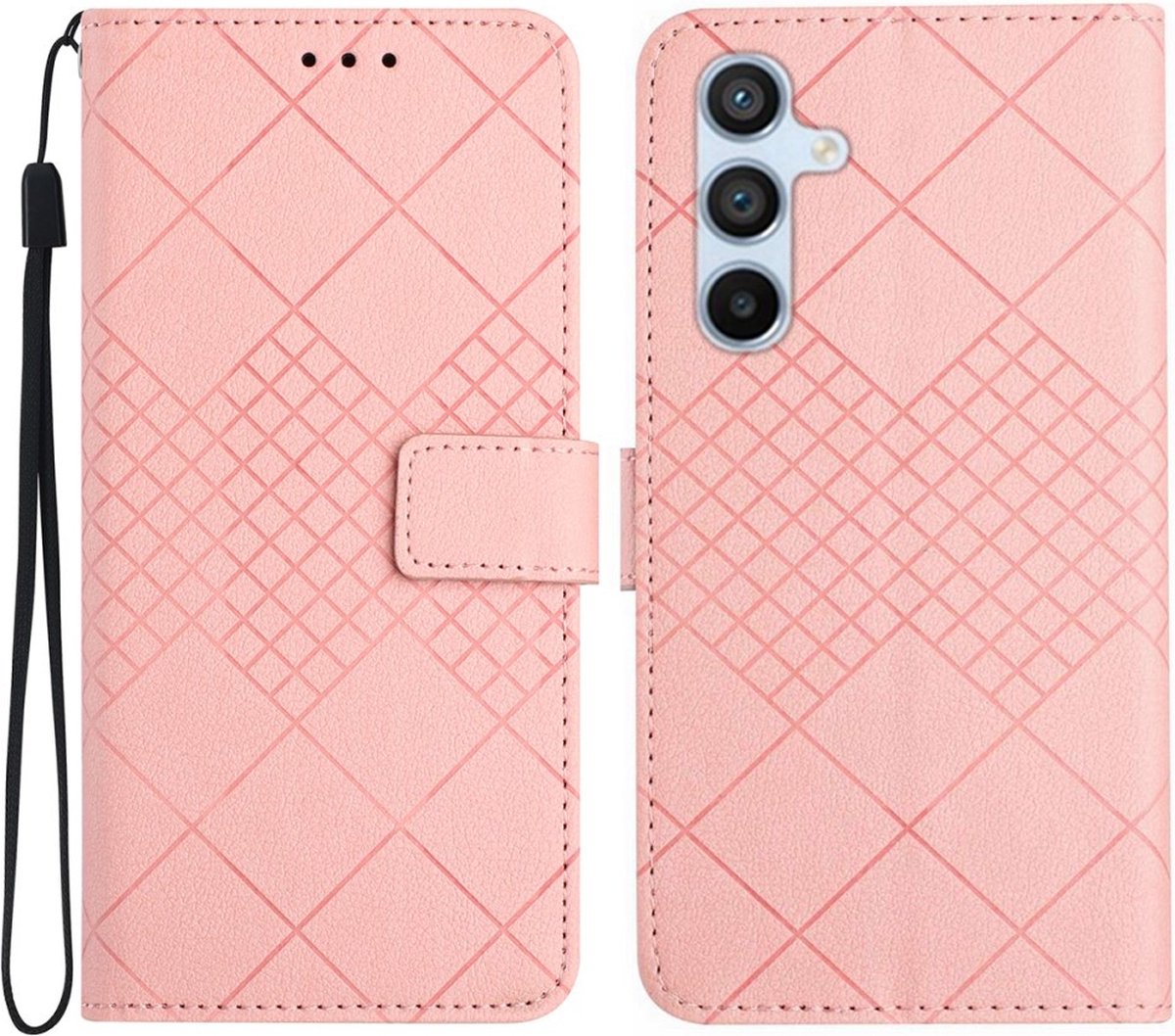 Coverup Hoesje - Geschikt voor Samsung Galaxy A16 Hoesje - Coverup Rhombus Book Case - Pink
