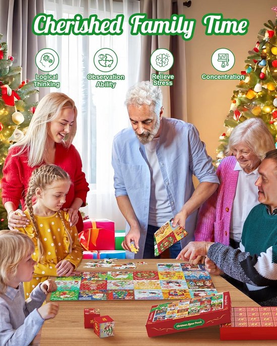 Calendrier De L'Avent Puzzle De Noël 2023 - 1008 Pièces - 24 Boîtes Pour Compter Les Jours Jusqu'à Noël - Cadeau Ado/adulte