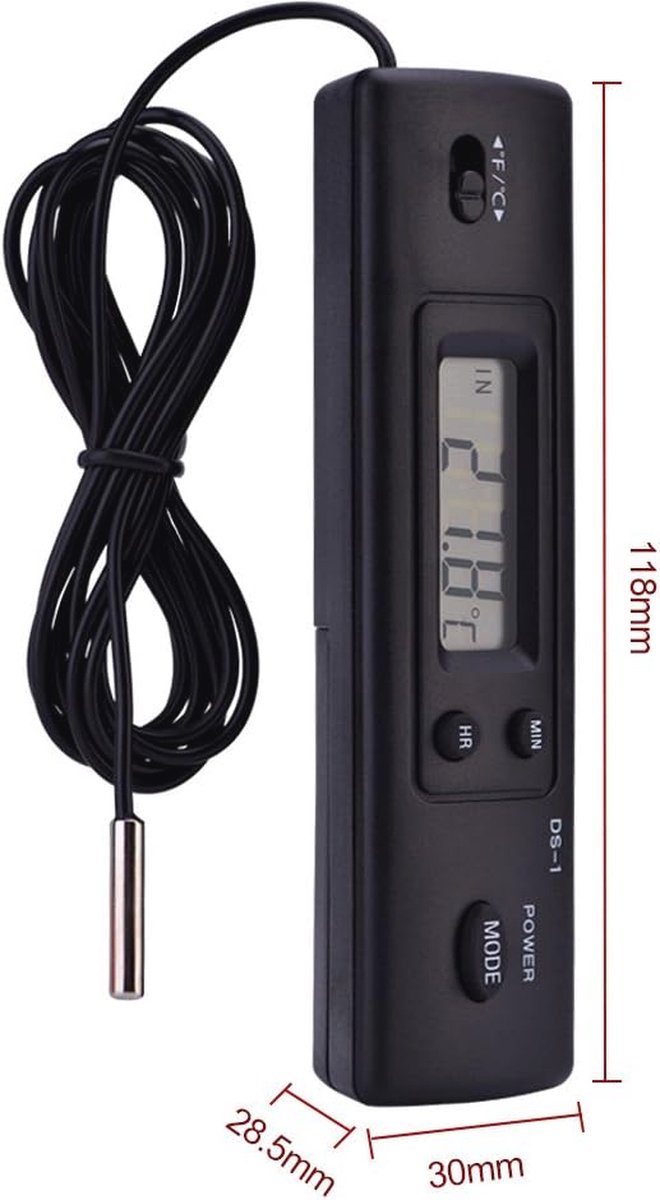 Digitale Temperatuurmeter LCD Vochtigheid Meting Bedrade Sensor voor Koelkast en Aquarium