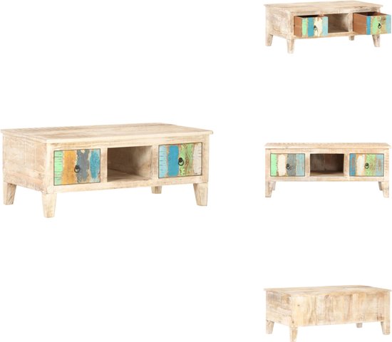 vidaXL Salontafel 100x55x40 cm ruw mangohout | Leen Bakker vidaXL Salontafel 100x55x40 cm ruw mangohout | Leen Bakker