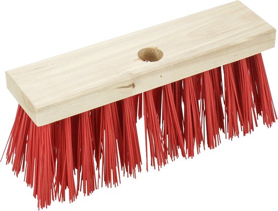 Brumag Straatbezem/buitenbezem - hout/kunststof - steel 129 cm - borstelkop breed 25 cm - rood - met steelhouder van Brumag — afbeelding 4