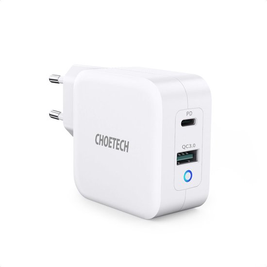 Choetech - Dual GaN-Tech stroomadapter USB-C/USB-A - Power Delivery - 65W