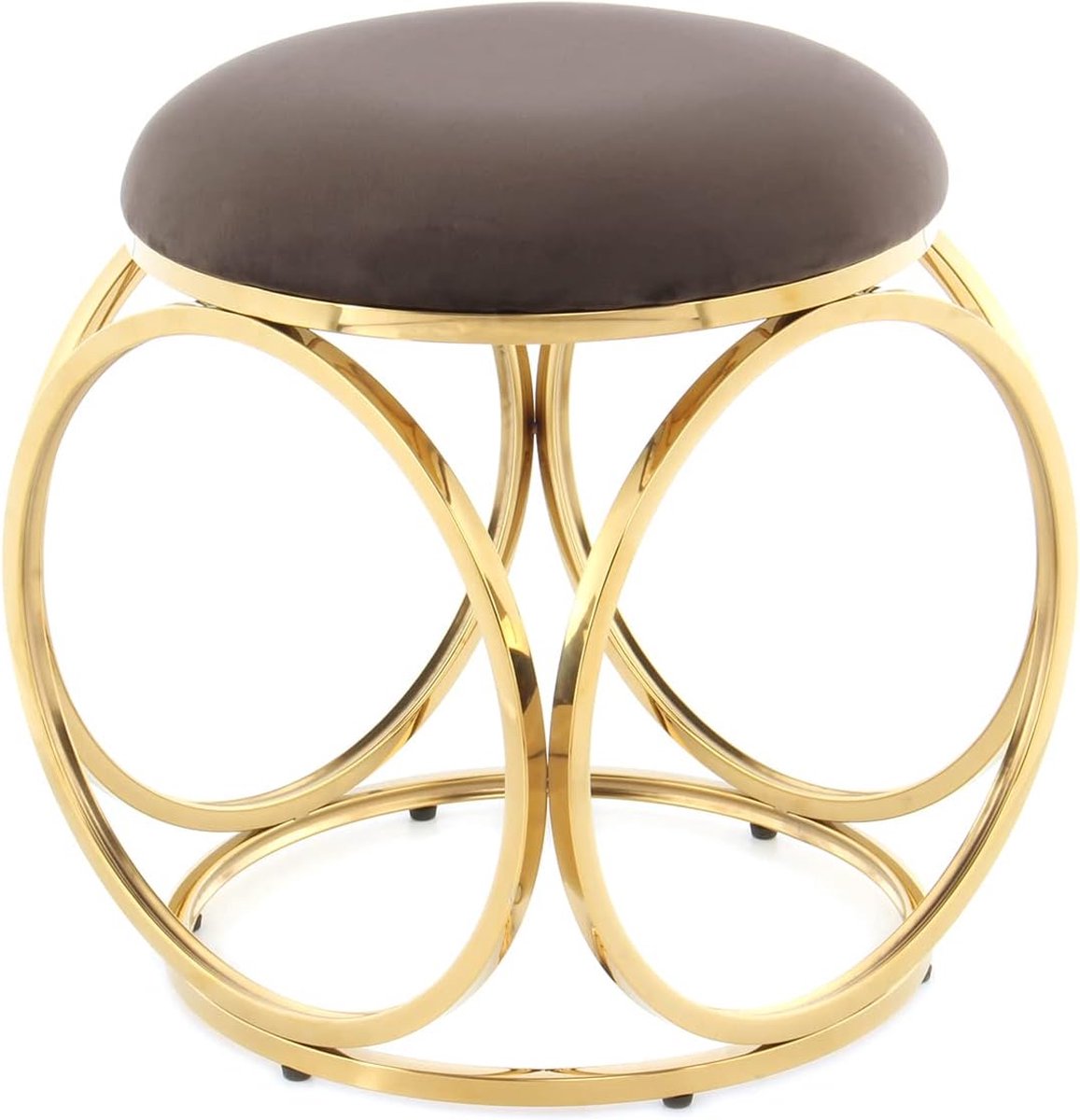 Goodivery ® Stijlvolle Ronde Kruk met Elegant Frame en Zachte Stoffen Zitting voor Woonkamer en Slaapkamer