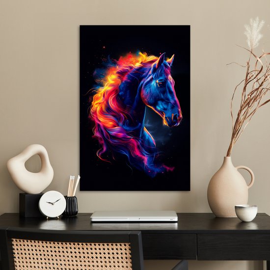 Poster 40x60 cm - Cheval - Animal - Fumée - Zwart - Couleurs - Posters - Décoration murale chambre ado - Décoration chambre ado - Accessoires chambre ado jeunesse
