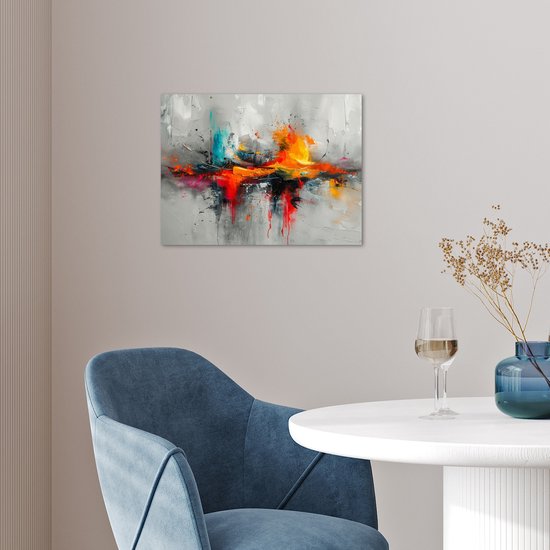 Poster 40x30 cm - Modern - Oranje - Grijs - Kunst - Posters - Kamer decoratie - Wanddecoratie woonkamer - Muurdecoratie slaapkamer