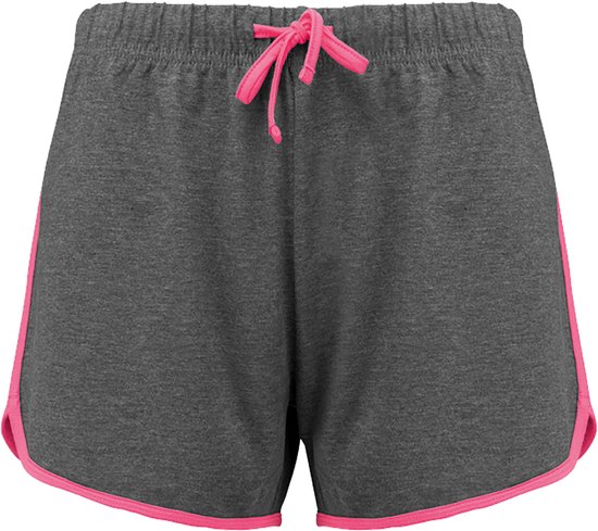 Short de sport femme Proact PA1021, Grijs/ Rose Fluo, taille XXL