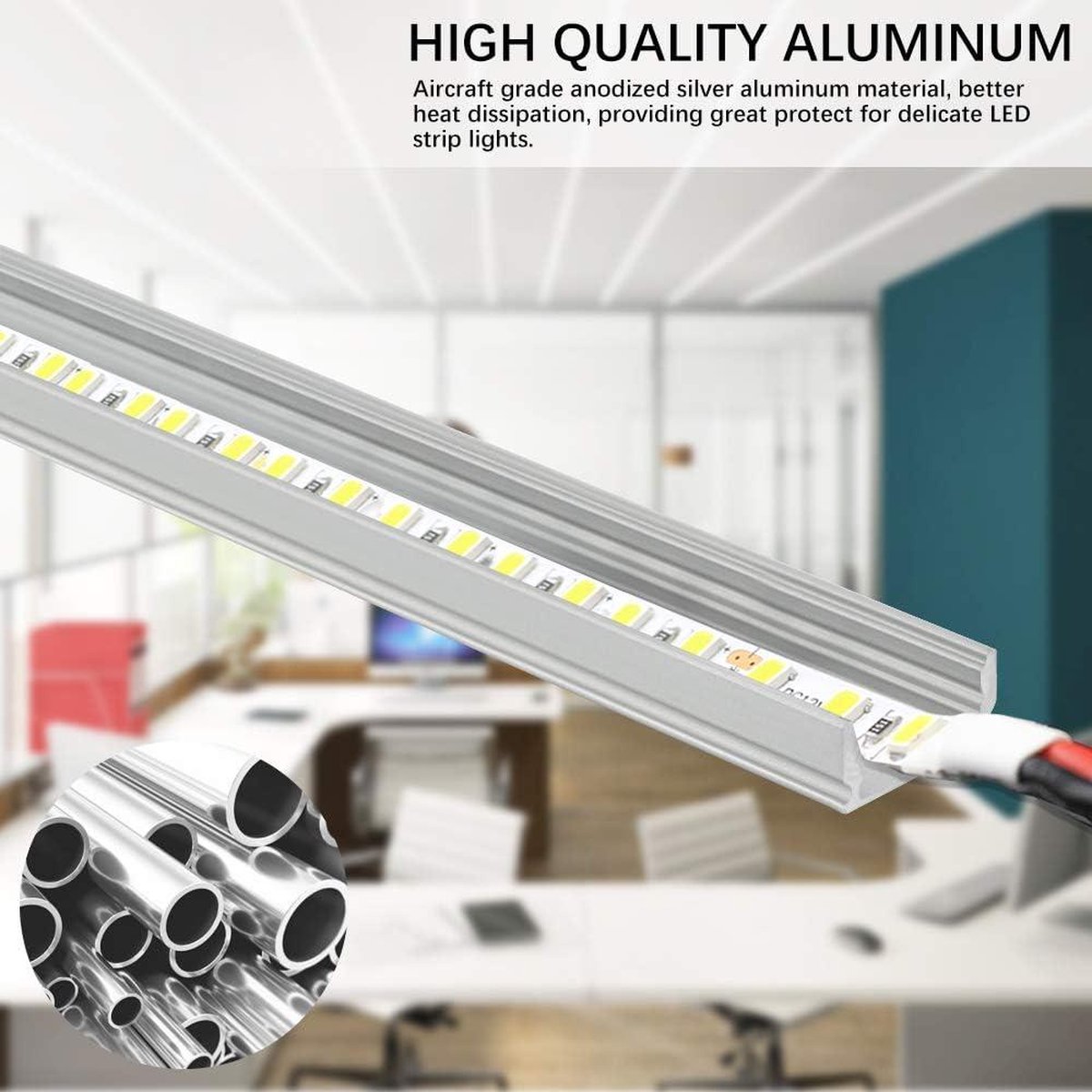 LED Aluminium Profiel 2 Meter - U-V-Vorm Hoekprofiel Voor LED Strips Tot 12mm Inclusief Hoekverbindingen En Montage