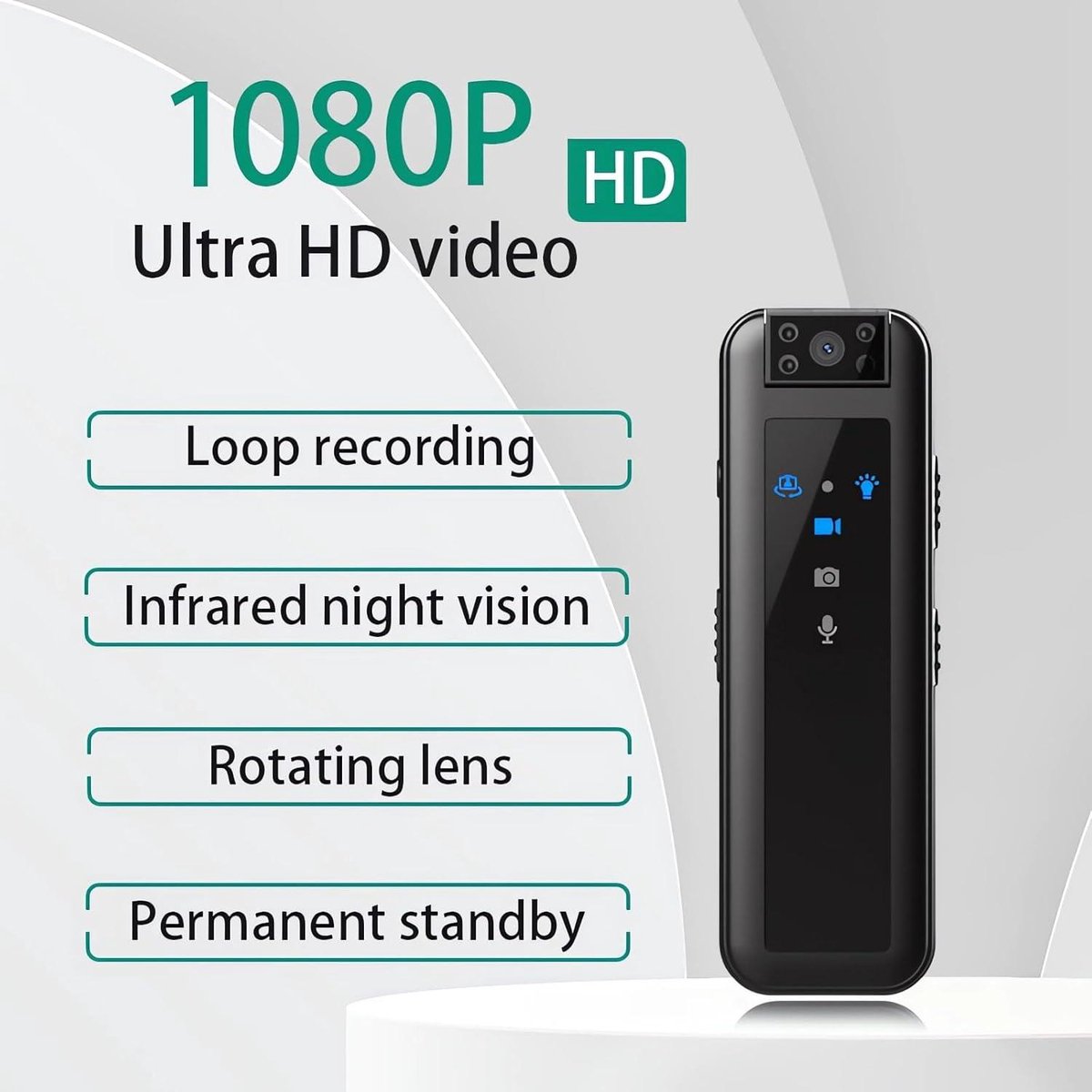 Body Cam HD 1080P, mini-camera met audio en video voor lichaam, videocamera met nachtzicht, bewegingsdetectie voor opnames, onderwijs, reizen, spionagecamera voor veiligheid/bewaking (64 GB