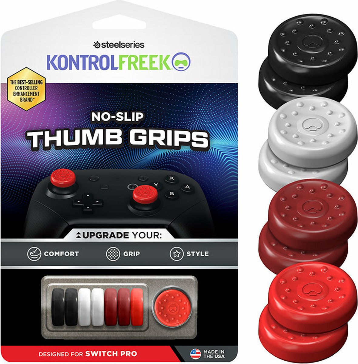 KontrolFreek No-Slip Thumb Grips - Controller Accessoire - Antislip Rubber - 8 Stuks - Geschikt voor Nintendo Switch Pro Controller