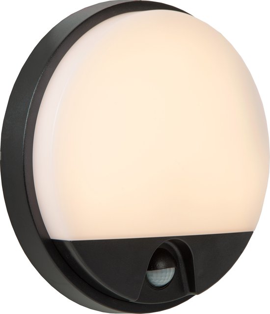 Lucide HUPS IR - Wandlamp Binnen/Buiten - Ø 21 cm - LED - 1 × 10W 3000K - IP54 - Bewegingssensor - Zwart