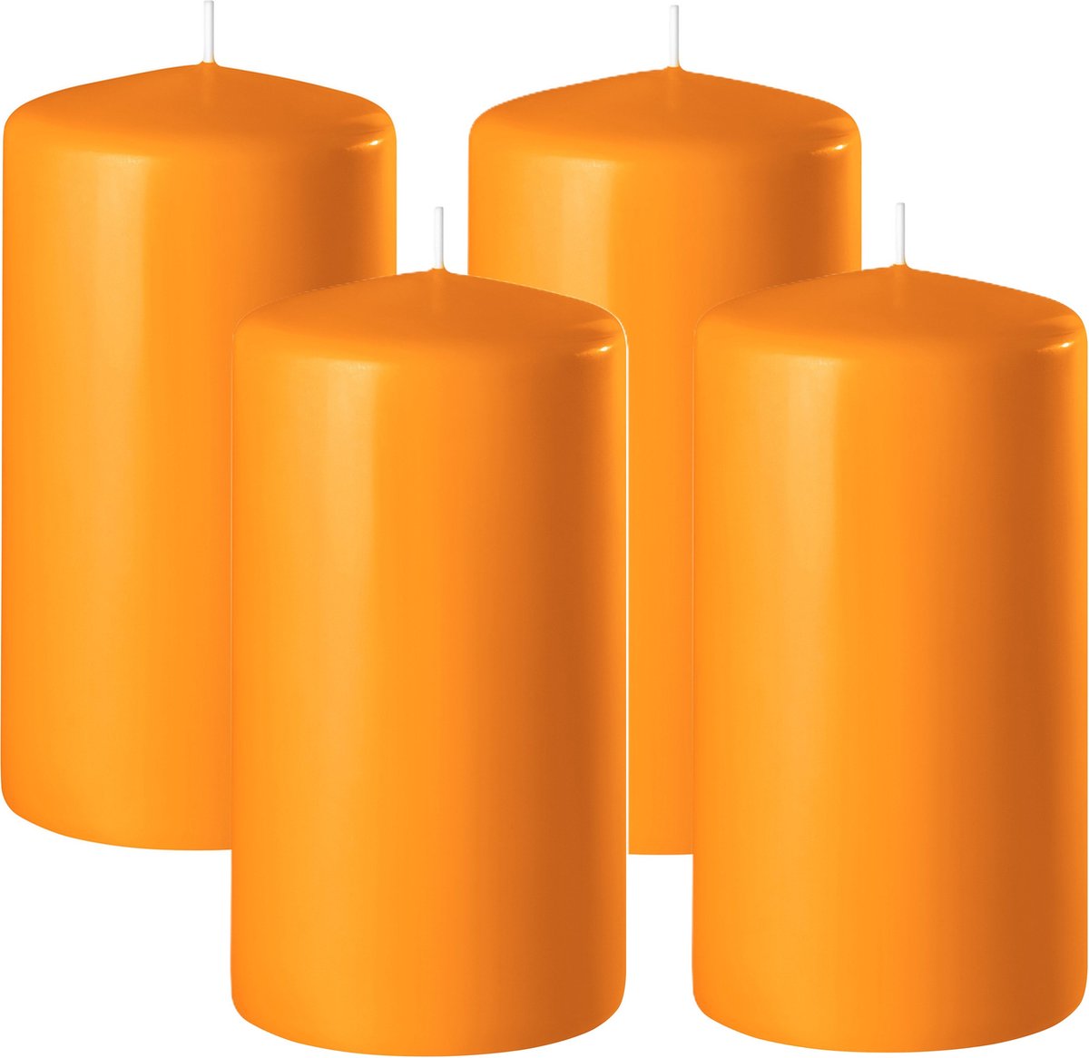 Enlightening Candles Cilinderkaars/stompkaars - 4x - oranje - D6 x H8 cm - 27 branduren - Dikke kaarsen - Voor kandelaar of plateau