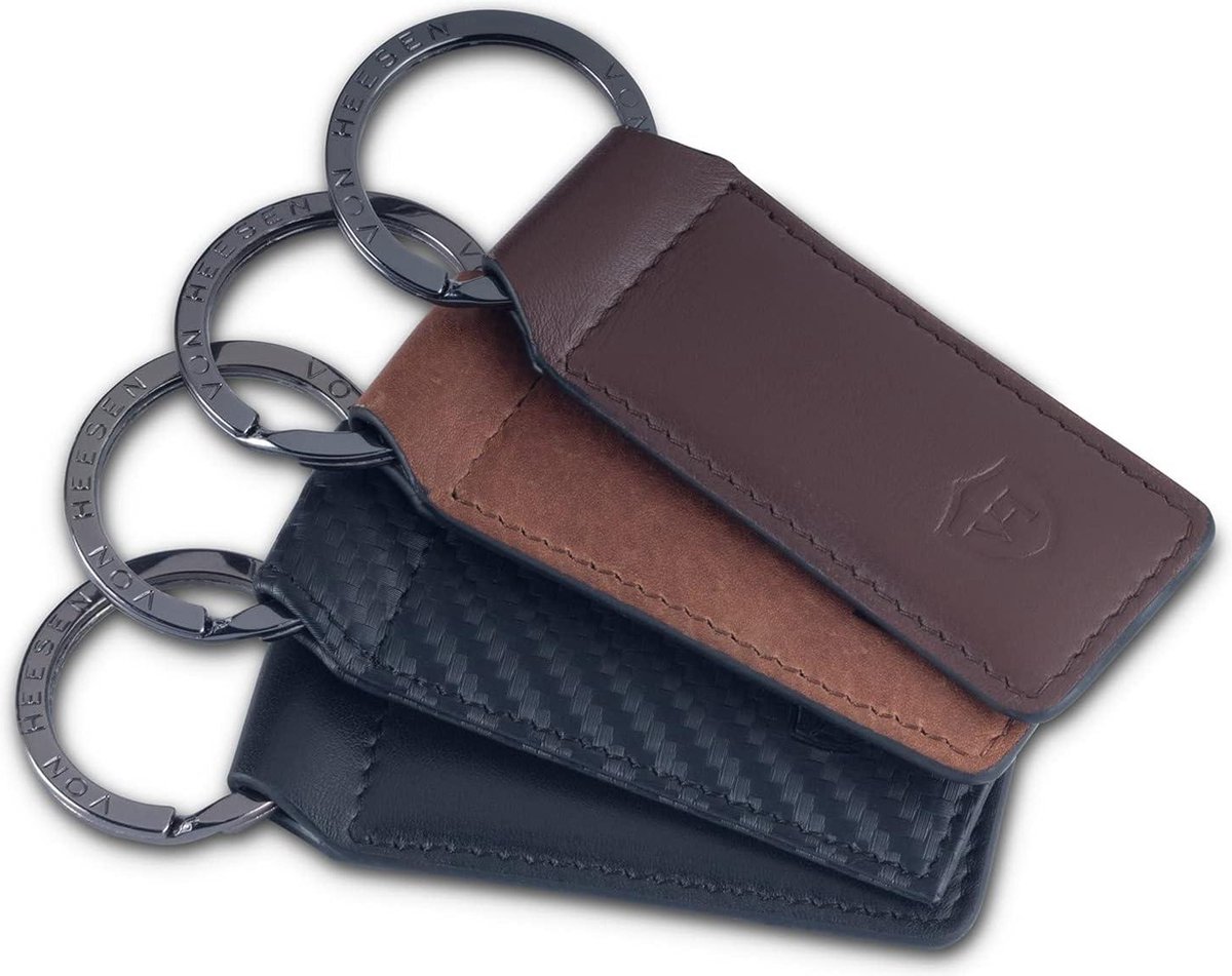 VON HEESEN® Sleutelhanger leer met geschenkdoos, sleutelorganizer, sleutelband, sleutelhanger, sleutelhouder, cadeau voor dames en heren, roze, Eén