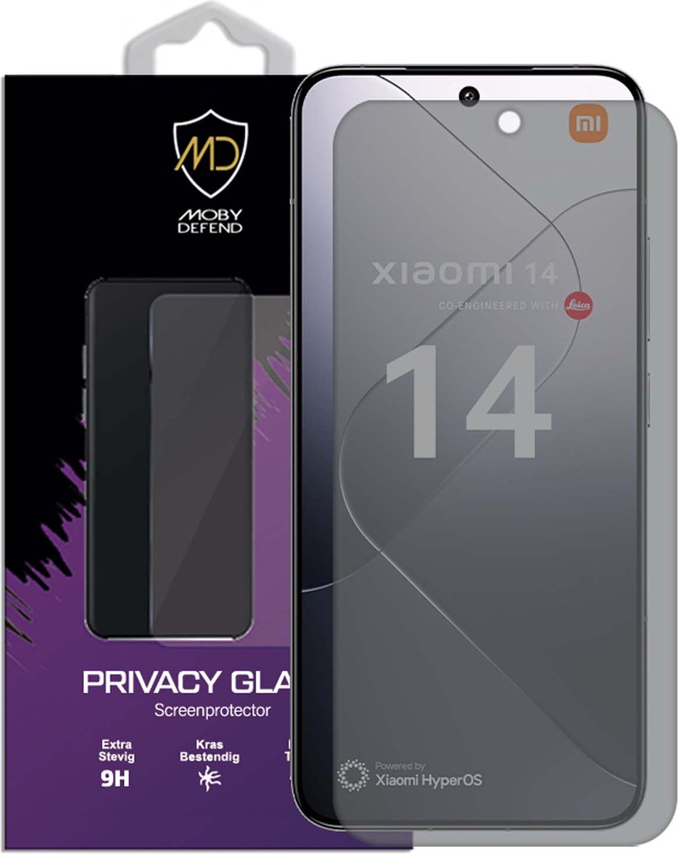 MobyDefend Screenprotector - Geschikt voor Xiaomi 14 - Matte Privacy Glass Screensaver